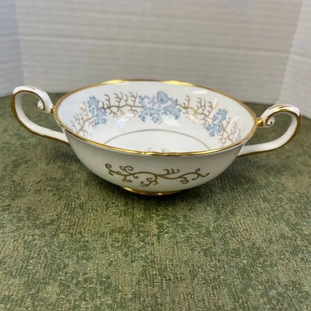 Tuscan Avondale Fine‎ Bone China Cream Bowl Blue Floral Gold Trim F170 England
